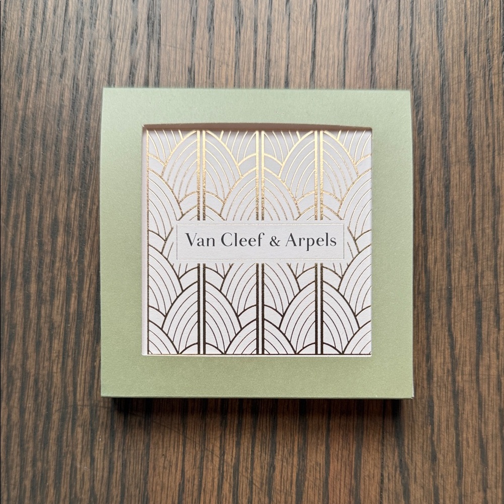 Van Cleef & Arpels Olive Green & Gold Decorative Box and Jewelry Cloth